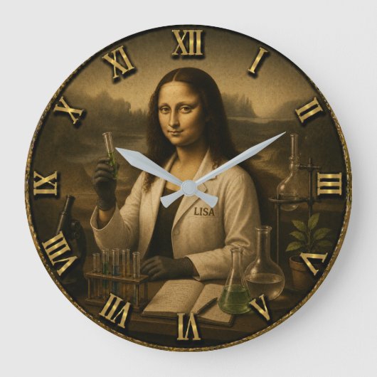 Scientist Funny Mona Lisa Science Lab Gift Grote Klok (Voorkant)