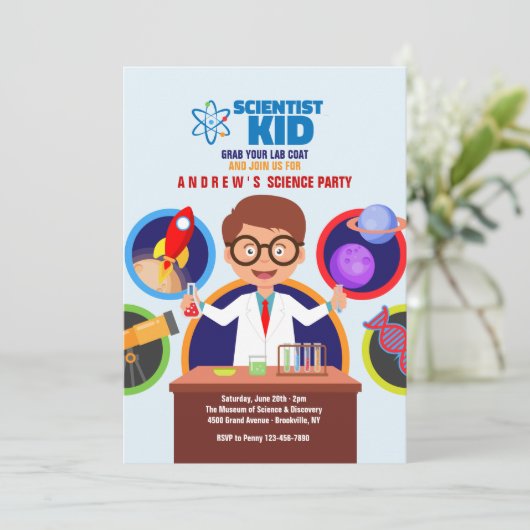 Scientist Kind Invitation Kaart (Staand voorkant)