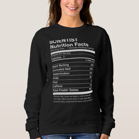 Scientist Nutrition Facts Funny Trui (Voorkant)