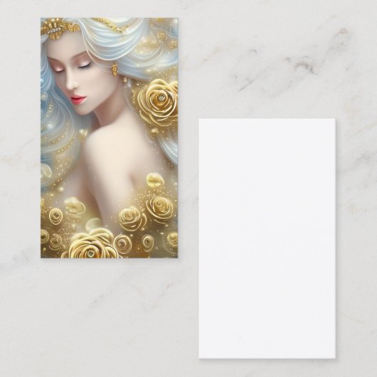 SciFi Exquise Delicate Gold Intricate Rozen Fema Visitekaartje (Voorkant / Achterkant)