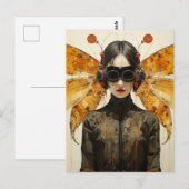 Scifi Insect Vrouw Briefkaart (Voorkant / Achterkant)