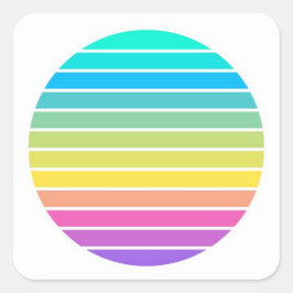 scifi rainbow pastel 60s 70s zonnestrepen vierkante sticker