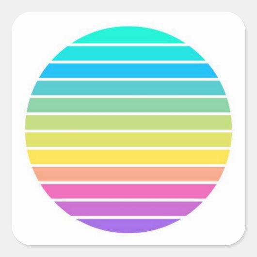 scifi rainbow pastel 60s 70s zonnestrepen vierkante sticker (Voorkant)