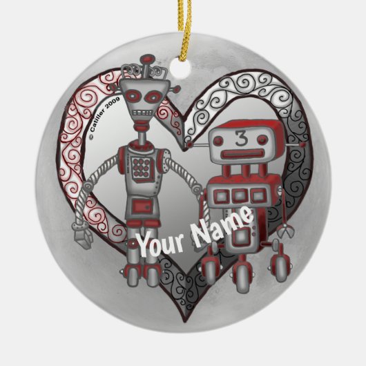 Scifi robot liefde keramisch ornament (Voorkant)