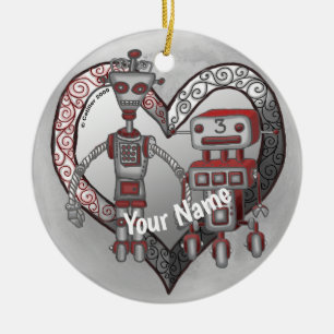 Scifi robotliefde keramisch ornament