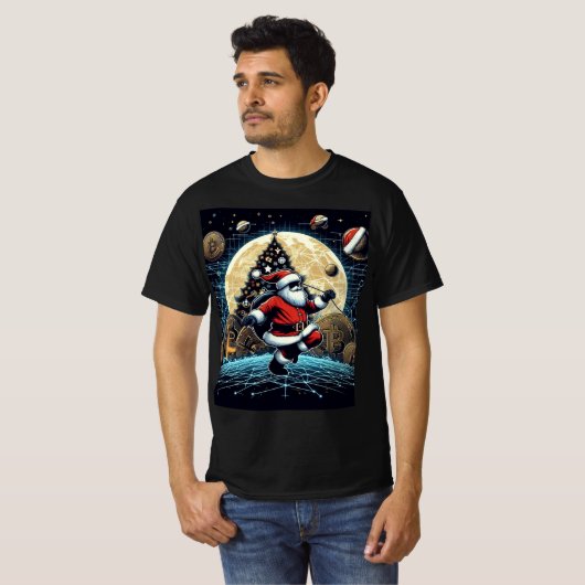 Scifi Santa Crypto Kerst T-shirt (Voorkant volledig)
