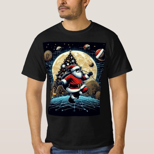 Scifi Santa Crypto Kerst T-shirt (Voorkant)