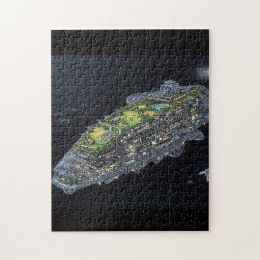 Scifi Space Cruiser Interieurkunst Legpuzzel (Verticaal)