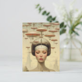 Scifi Steampunk Vrouw Briefkaart (Staand voorkant)