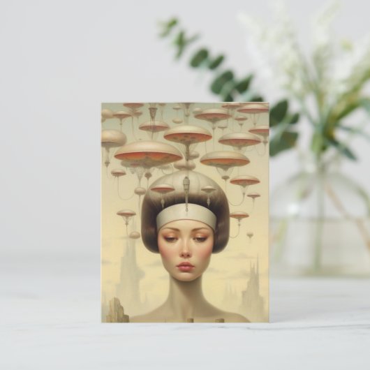 Scifi Steampunk Vrouw Briefkaart (Staand voorkant)