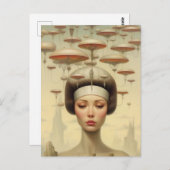 Scifi Steampunk Vrouw Briefkaart (Voorkant / Achterkant)