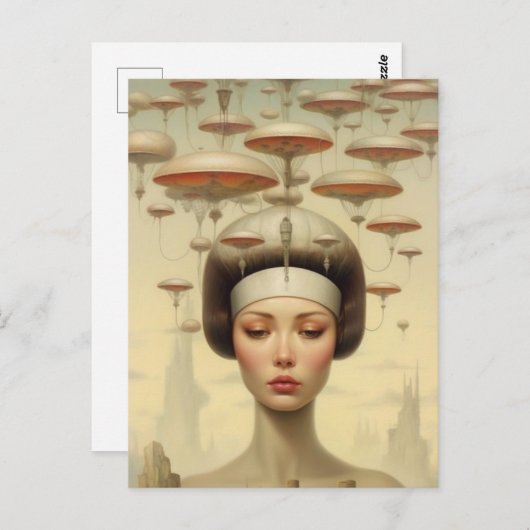 Scifi Steampunk Vrouw Briefkaart (Voorkant / Achterkant)