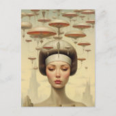 Scifi Steampunk Vrouw Briefkaart (Voorkant)