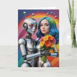 SciFi Vrouw Robots in Liefde Kaart