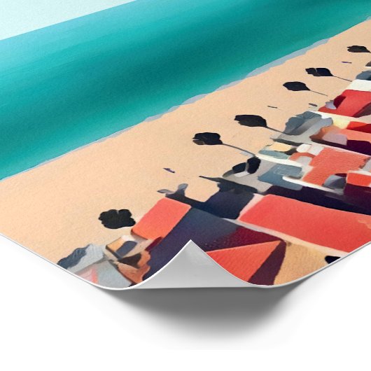 Scilla Pastel Blauw Strand Scène Poster (Hoek)