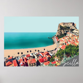 Scilla Pastel Blauw Strand Scène Poster
