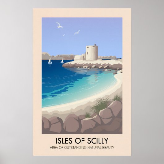 Scilly-eilanden Cornwall AONB Reisposter Poster (Voorkant)