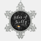 Scilly Flag Heart-eilanden Tin Sneeuwvlok Ornament (Voorkant)