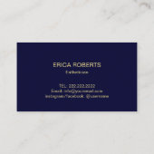 Scin Care Gold Script esthetician Elegant Navy Visitekaartje (Achterkant)