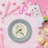 Scintillant Hummingbird Blue Damask Paper-Borden Papieren Bordje (Feest)