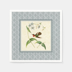Scintillant Hummingbird Blue Damask Paper Napkins Servetten