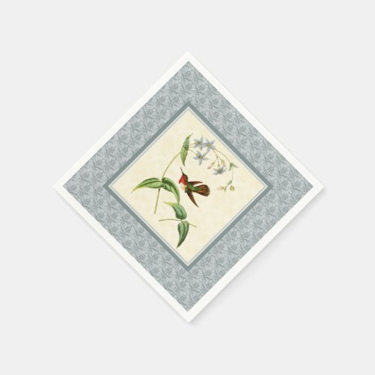 Scintillant Hummingbird Blue Damask Papieren serve Servetten (Hoek)