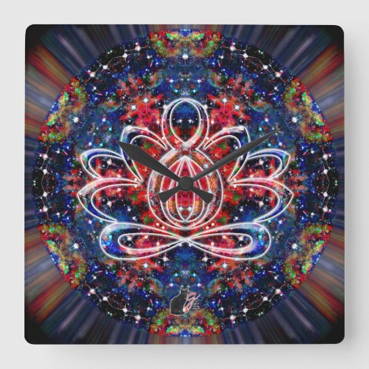 Scintillation Zen Lotus Clock Vierkante Klok (Voorkant)