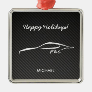 Scion FR-S White Silhouette logo met faux koolstof Metalen Ornament