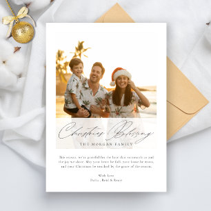 Scipt Christmas Blessing Tropical Sunset Foto Feestdagenkaart