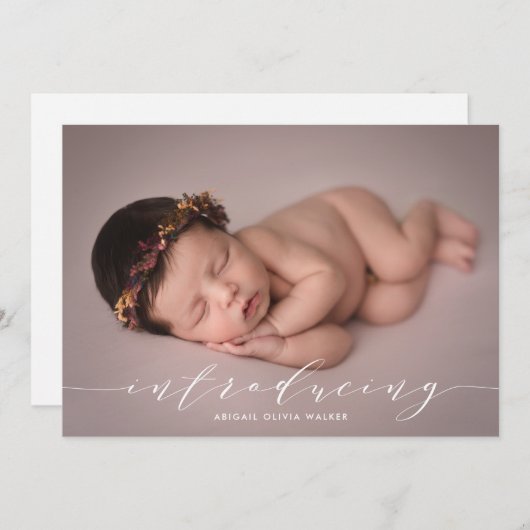 Scipt Introductie van foto-overlay geboorte Aankondiging (Voorkant / Achterkant)