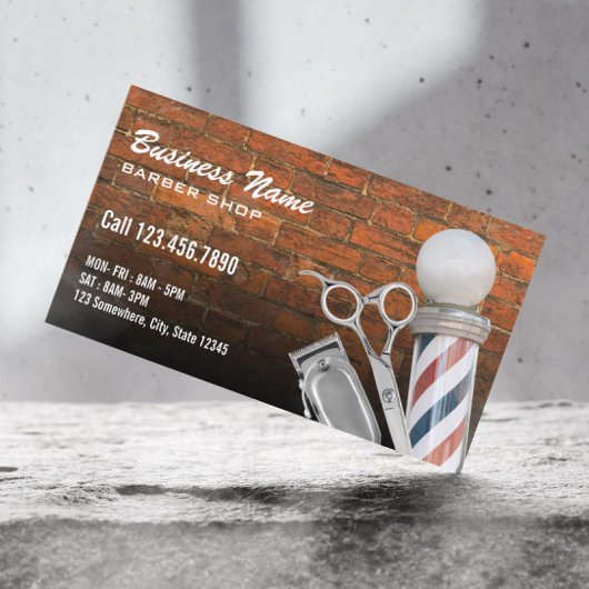 Scissor Barber Pole Professional Barber Shop Brick Visitekaartje