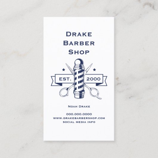 Scissor Barber Pole Professional Barber Shop Visitekaartje (Voorkant)