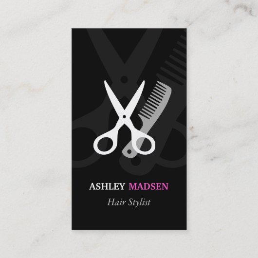 Scissor Comb Symbool - Classy Hair Stylist Visitekaartje (Voorkant)