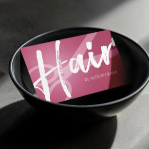 Scissor- en penseelscript   Donkerroze   Hair Styl Visitekaartje