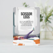 Scissor Legs Fitness Kaart met Roze Rug (Staand voorkant)