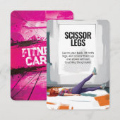 Scissor Legs Fitness Kaart met Roze Rug (Voorkant / Achterkant)