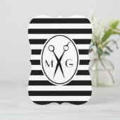 Scissor Monogram Initialen Hair Stylist Barber Sho Kaart (Staand voorkant)