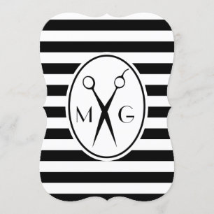 Scissor Monogram Initialen Hair Stylist Barber Sho Kaart
