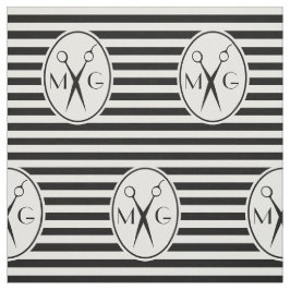 Scissor Monogram Initialen Hair Stylist Barber Sho Stof