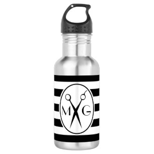 Scissor Monogram Initialen Hair Stylist Barber Sho Waterfles