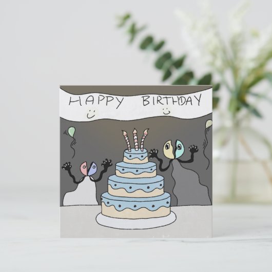 ScissorHeads Verjaardag Kaart (Staand voorkant)