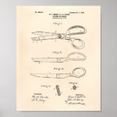 Scissors 1899 Patent Art Old Peper Poster (Voorkant)