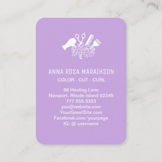 *~* Scissors Comb Flowers Brush    RainbowAP6  Visitekaartje (Achterkant)