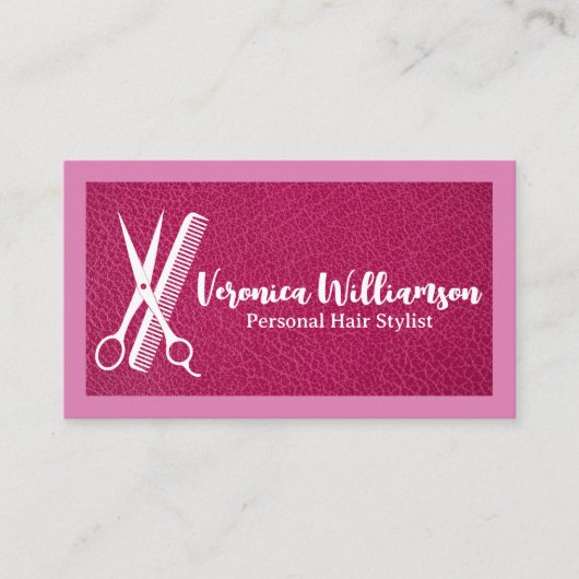 Scissors Comb | Hair Stylist Logo | Leather Visitekaartje (Voorkant)