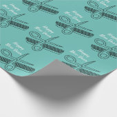 Scissors Comb Pattern Beach Blauwgroen Happy Nieuw Cadeaupapier (Hoek)