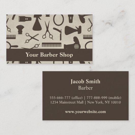 Scissors Hair Cut Pattern Barber Shop Visitekaartje (Voorkant / Achterkant)