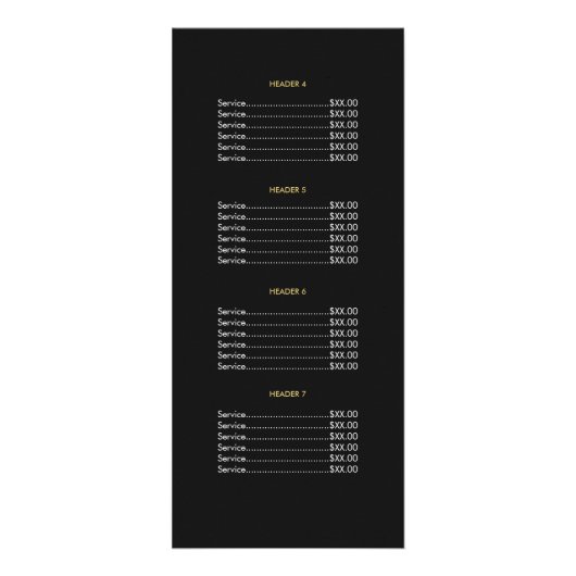 Scissors - prijslijst voor zwarte en witte stripte reclamekaart (Achterkant)