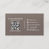 Scissors QR Code Hair Stylist Matte Brown Visitekaartje (Achterkant)