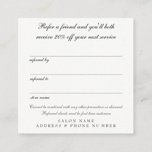  scissors verwijzingssalon clientkaarten aanbevelingskaartje (Achterkant)