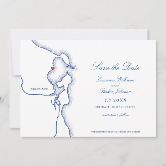 Scituate Harbour Massachusetts Kaart Elegant Weddi (Voorkant)